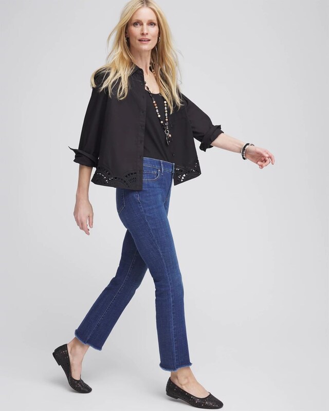 Poplin Embroidered-Hem Shirt - image 2